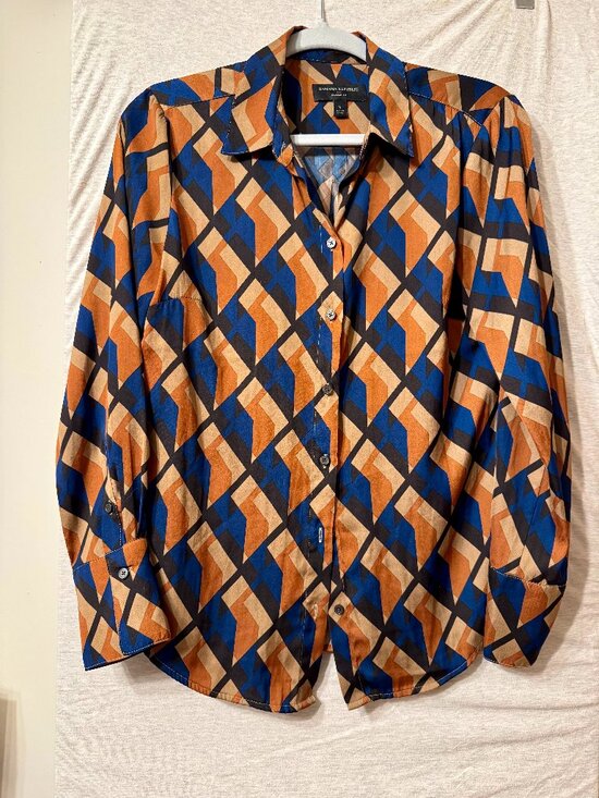 Banana Republic Tops - Banana Republic geometric print blouse – size S – blue/orange